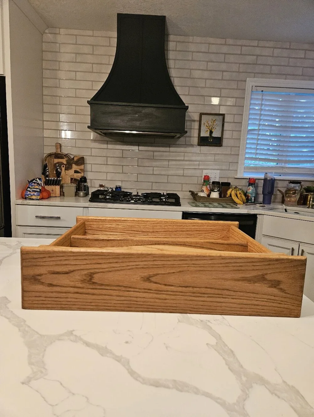 Solid Oak Two-Tier Shelf Rack in Natural Wood